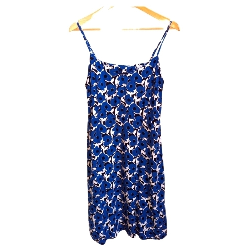UNIQLO X CASSIE BYRNES Blue & White Florals Contemporary Mini Dress Size Large - Picture 2 of 13